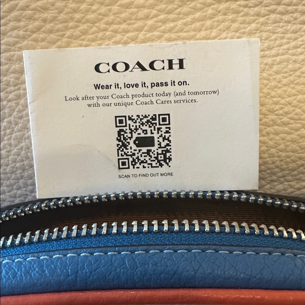 Coach White Blue Yellow Leather Mini Backpack - Picture 15 of 16